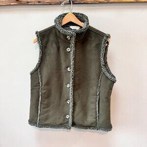 L.L. Bean Olive Green Sherpa-Lined Vest